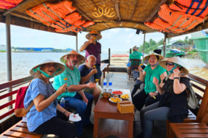 Taking a boat ride on the Mekong River