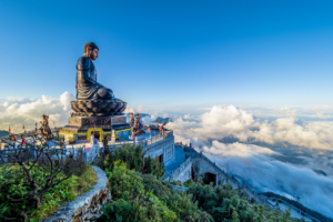 the spiritual complex on Fansipan Mountain features stunning temples, pagodas, and statues