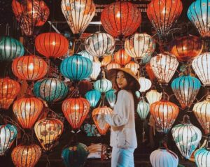 The lantern lift during the Hoi An Lantern Festival